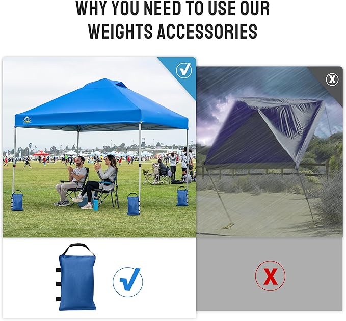 CROWN SHADES Sand Bags for Canopy Legs (150 LBS) Sandbags for Weight, Canopy Weights, Pop Up Tent Weights Bags, Blue (Unfilled)