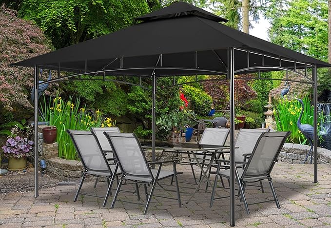 MASTERCANOPY Outdoor Garden Gazebo for Patios with Stable Steel Frame (10x12, Black)