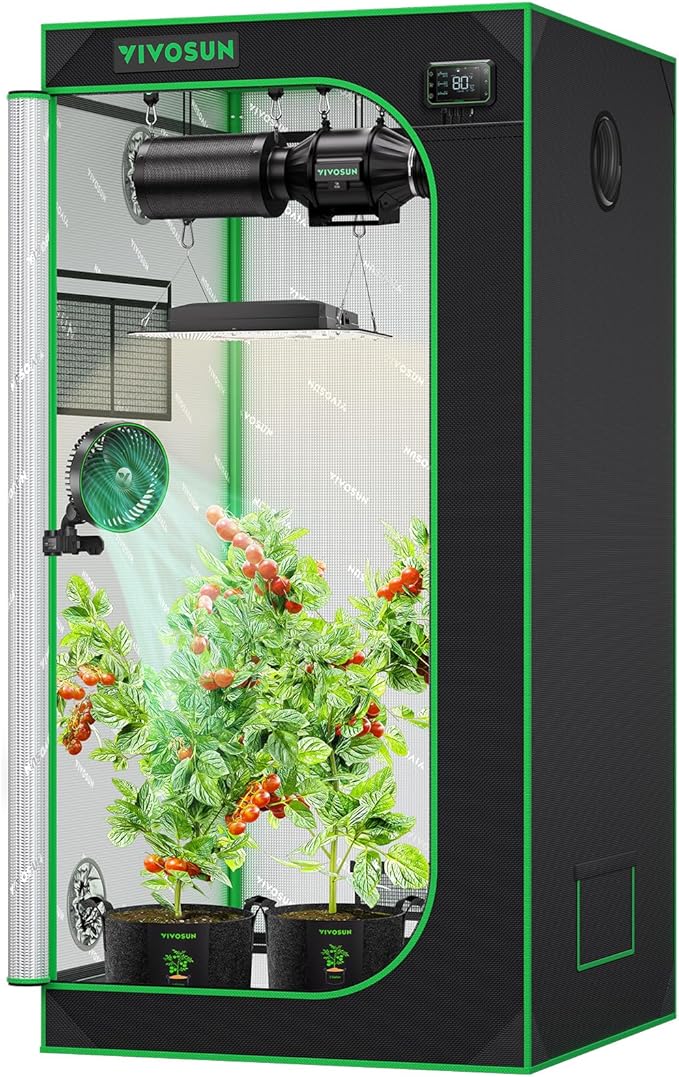 VIVOSUN S276 32"x32"x63" Grow Tent, High Reflective Mylar with Observation Window and Floor Tray for Hydroponics Indoor Plant for VS1500