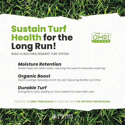 Soil Seed & Water Tee Top Divot Repair Blend – Turf Repair Soil Organic Fertilizer for Golf Greens, Lawns & Sports Fields - OMRI Listed Organic Fertilizer