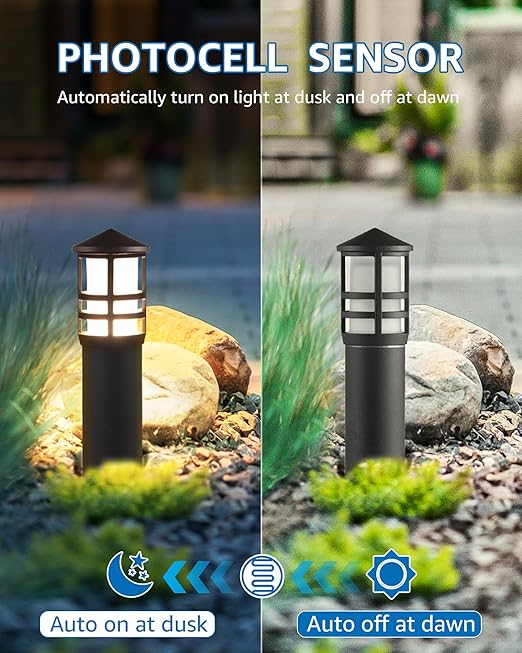 SUNVIE 100W Low Voltage Landscape Transformer Weatherproof Low Voltage Transformer with Photocell & Timer 120V AC to 12V DC Landscape Lighting Transformer for Outdoor Spotlights Path Lights Step Light