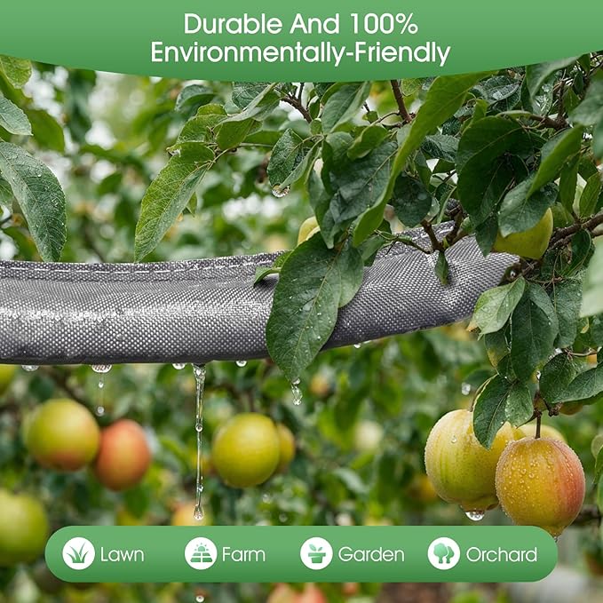 Flat Soaker Hose 50 FT*2Pack for Garden Beds, Linkable Drip Irrigation Hose, Double-Layer PVC, Leakproof & Kink-Resistant, Even Seepage Saves up to 80% Water
