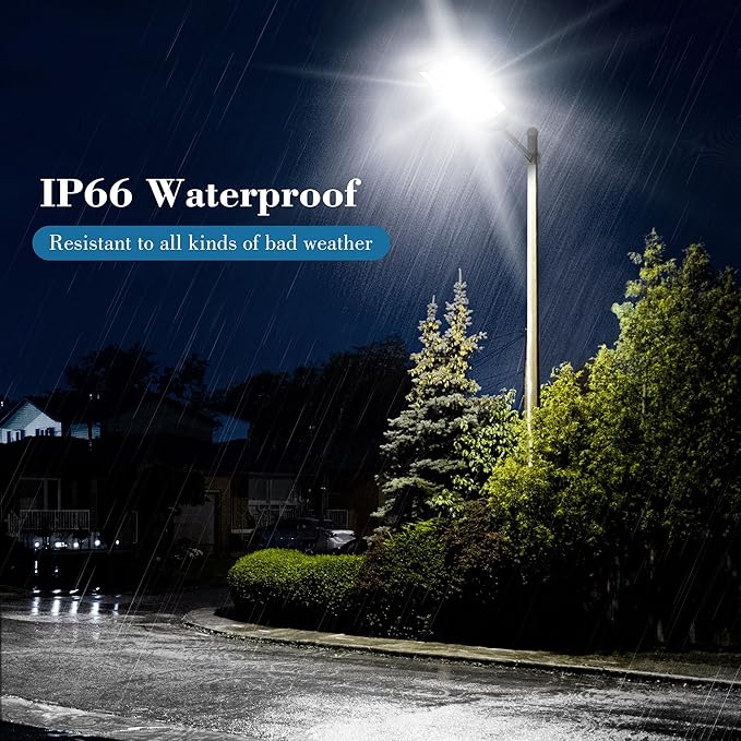 10000W Solar Street Lights Outdoor - Wide Angle Solar Lights Outdoor Motion Sensor, Commercial Parking Lot Light Dusk to Dawn, 7000K LED Street Light Solar Powered Heavy Duty for Yard(2 Pack)
