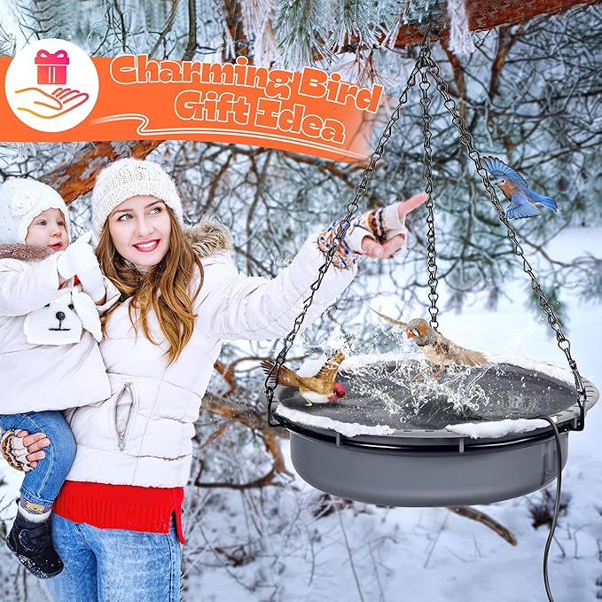 1 Pack Upgrade Bird Bath Heater for Outdoors in Winter, Pond Deicer 60 Watts Birdbath Deicer Water Heater Thermostatically Controlled with Auto Shut off Function for Patio Lawn (Marble Black)