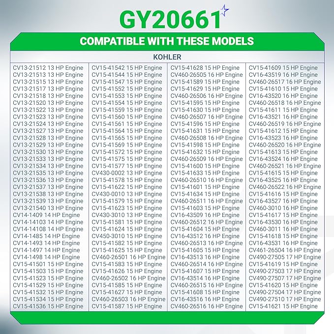 BlueStars GY20661 Air Filter Oil Filter Tune Up Kit - Compatible with John D L110 LT160 LX266 M145944 Lawn Mower Kohler CV13S CV16S CV490 CV491 CV492 CV493 Command Pro Parts 12 083 10-S, 12 083 16