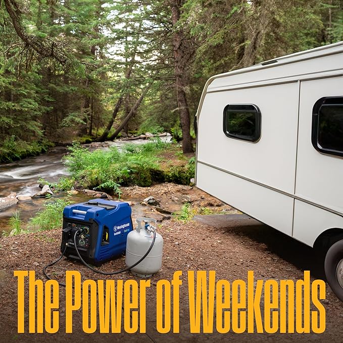 Westinghouse 5000 Peak Watt Super Quiet Dual Fuel Portable Inverter Generator, Remote Electric Start, Gas & Propane Powered, RV Ready 30A Outlet, Parallel Capable, Blue/Black