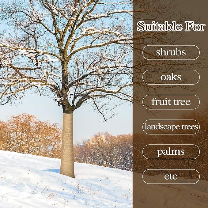 12 Rolls Natural Burlap Tree Protector Wrap, Extra Length Wnter Tree Wrap for Gardening, 5 in x 17 Feet Tree Wrap for Damaged Bark, Burlap Wrap Plants Bandage for Keep Warm