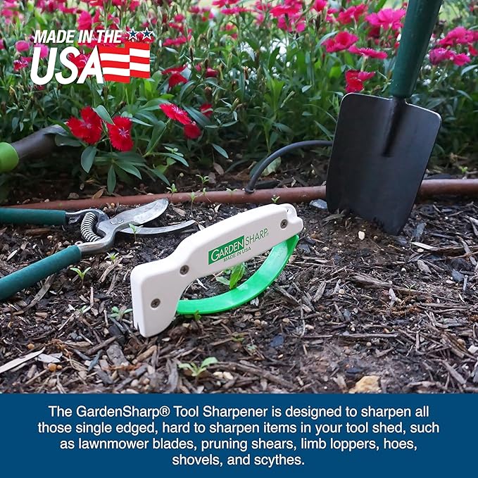 AccuSharp Garden Tool Sharpener, Diamond-Honed Tungsten Carbide Blades, Restores, Repairs, Sharpens & Hones Lawnmower Blades, Secateurs, Limb Loppers, Hoes, Shovels, and Scythes