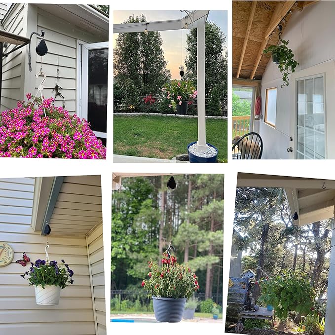Retractable Plant Hanger - Upgrade Plant Pulleys for Hanging Plants, Easy to Raise and Lower, Suitable for Garden Flower Pots, Hanging Planter, Bird Feeder(White, 4 PCS)