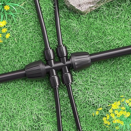 6 Packs 1/2''to 1/4''Barbed Tee,Drip Irrigation Fittings for 6-Way Connector