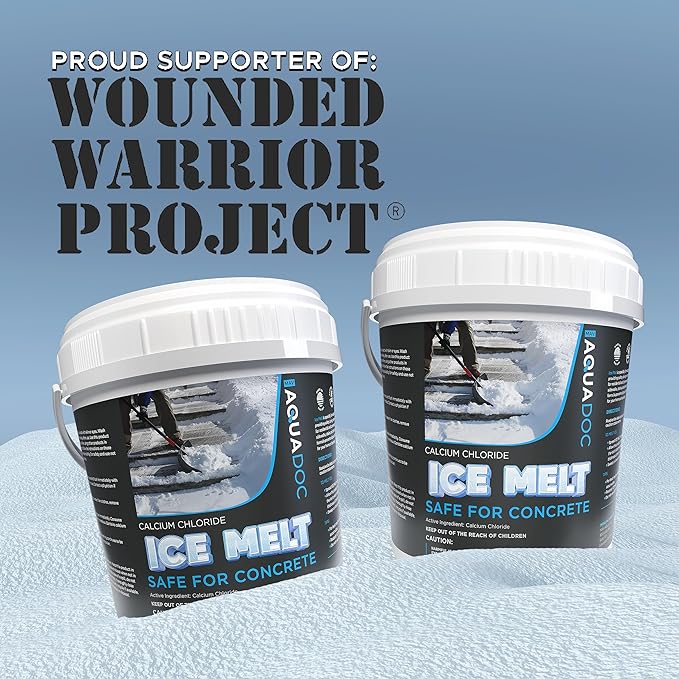 AquaDoc Ice Melt Safe for Concrete - Snow Salt & Rock Salt for Snow, Calcium Chloride Ice Melt for Driveway & Sidewalk Effective at -25°F, 10 Pounds