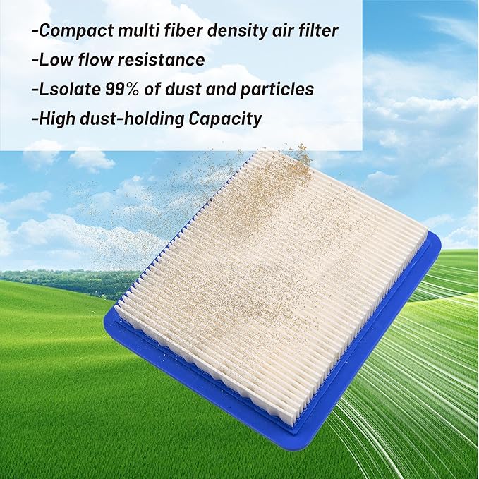 Air Filter Spark Plug Fit B&S 625e 675ex 725ex 625-675 Series and Quantum 3.5-6.75 gross HP Push Mowers