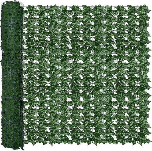 Artificial Fence Privacy Screen: 5FT x 20FT UV-Anti Faux Greenery Backdrop Ivy Chain Link Shades Panels for Patio, Balcony, Garden,Deck,Backyard Indoor Outdoor Green Wall Decor