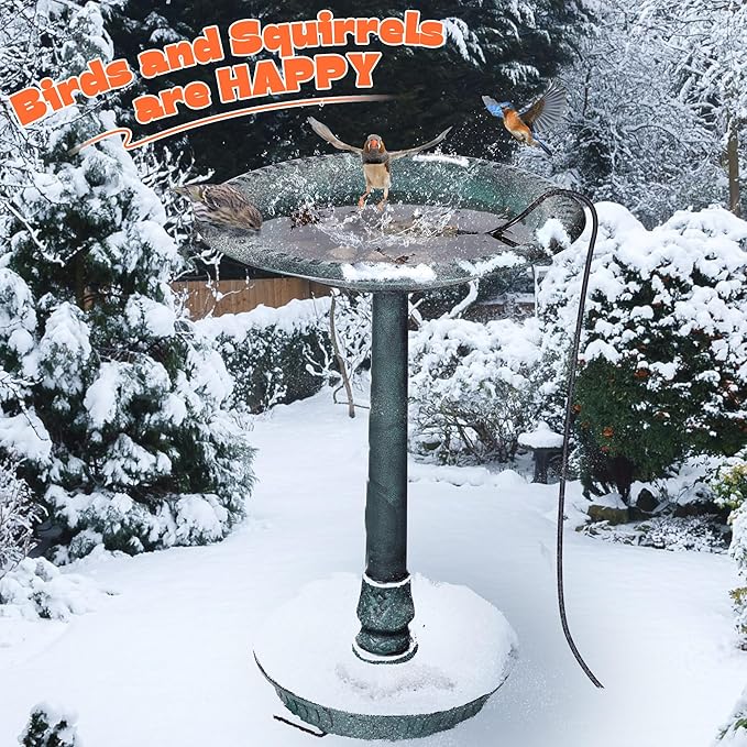 2 Pack Upgrade Bird Bath Heater for Outdoors in Winter, Pond Deicer 60 Watts Birdbath Deicer Water Heater Thermostatically Controlled with Auto Shut off Function for Patio Lawn (Army Green,Black)