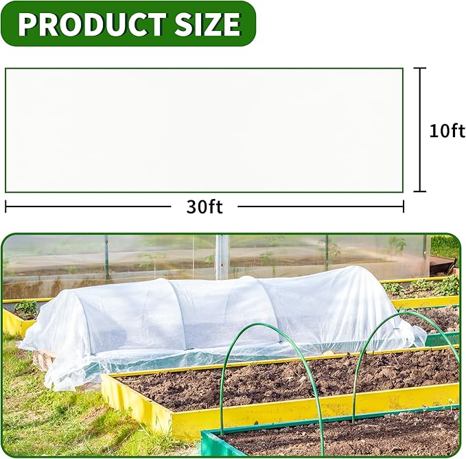 10x30ft Plant Covers Freeze Protection, 1.5oz/yd² Frost Cloths, Plant Blanket for Winter Raised Garden Bed, Garden Cover for Snow, Tree, Shrub, Burlap, Rose