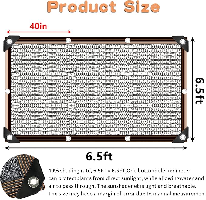 Shade Cloth for Plants Greenhouse, 40-50% Sunblock Shade Sails -for Outdoor Garden Pergola Patio Lawn Plant Sun Shade Cloths for Kennel Chicken Coop Easier to Hang Shade Net Cover