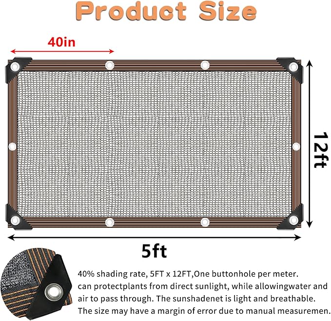 Shade Cloth for Plants Greenhouse, 40-50% Sunblock Shade Sails -for Outdoor Garden Pergola Patio Lawn Plant Sun Shade Cloths for Kennel Chicken Coop Easier to Hang Shade Net Cover