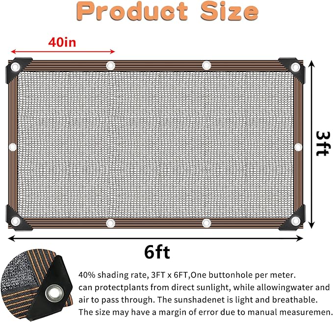 Shade Cloth for Garden Plants Greenhouse, 40-50% Sunblock Neting -for Outdoor Garden Lawn Plant Sun Shade Cloths for Kennel Chicken Coop Easier to Hang Net Cover