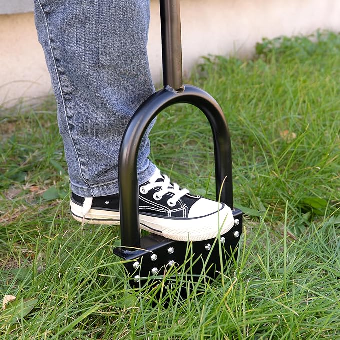 One-Piece 41in Manual Edger Lawn Tool with Spring Steel Blade Manganese Steel Border Edger for Landscaping Rustproof Half Moon Edger with Rubber Handle for Garden Maintenance