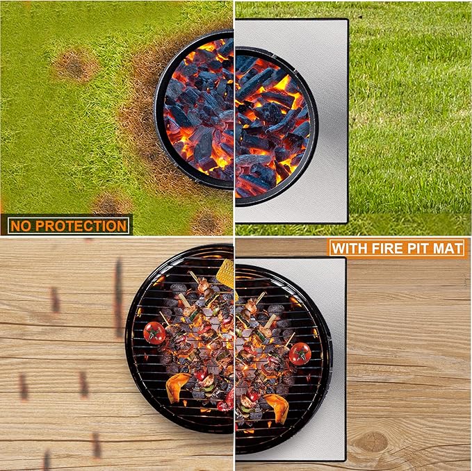 DocSafe 40 x 40 inches Square Fire Pit Mat,4-Layer Fireproof Under Grill Mat Heat Insulated Indoor Fireplace Pad Protector for Deck,Patios,Grass,BBQ Smoker, Portable Reusable Oil-Proof and Waterproof