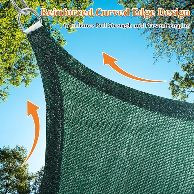 Shade&Beyond Sun Shade Sail Breathable UV Block Outdoor Covering Cloth for Backyard, Pool, 14'X26', Dark Green (Customized Available)