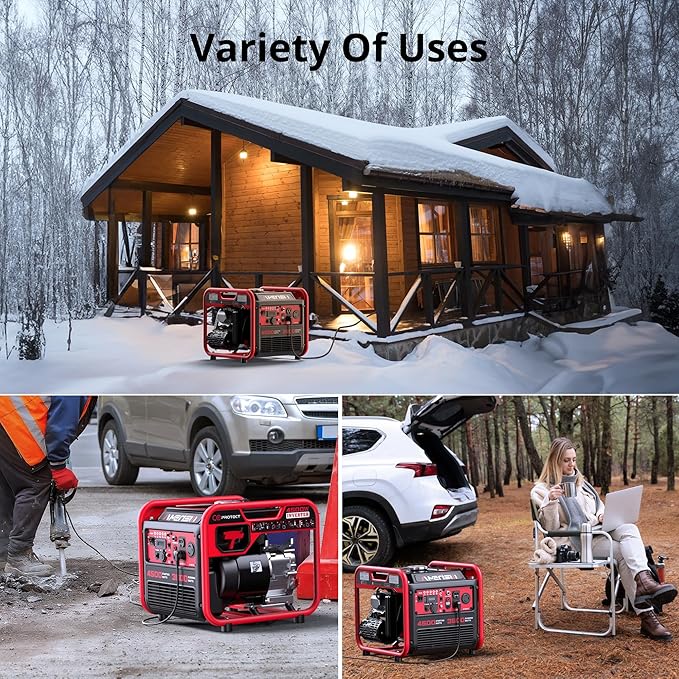 4500W Gas-Powered Inverter Generator, CO-Sensor, Lightweight, Quiet EPA Compliant for Home, Emergency Backup, Camping, Tailgating, 2025 Version