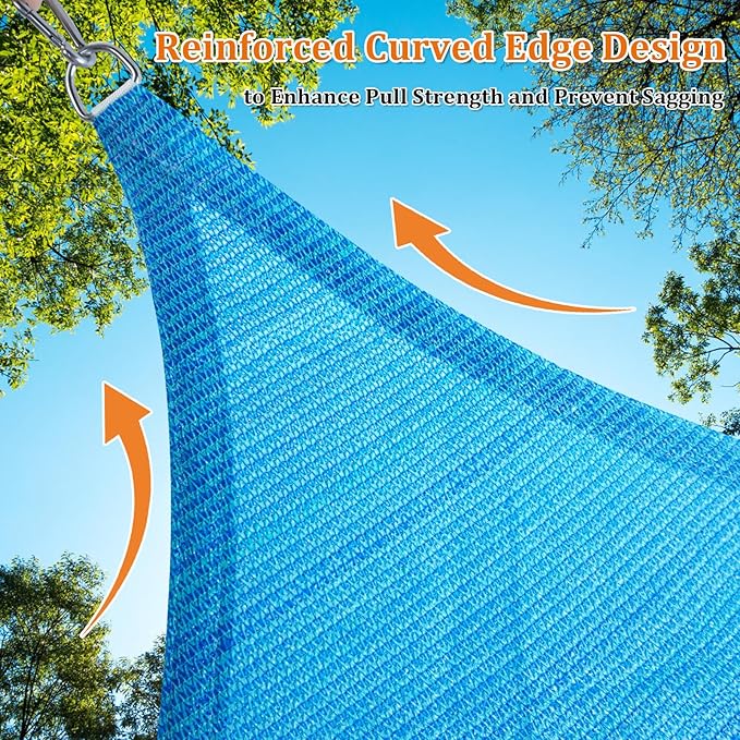 Shade&Beyond Sun Shade Sail Breathable UV Block Outdoor Covering Cloth for Backyard, Pool, 13'X13'X13', Turquoise Mixed (Customized Available)