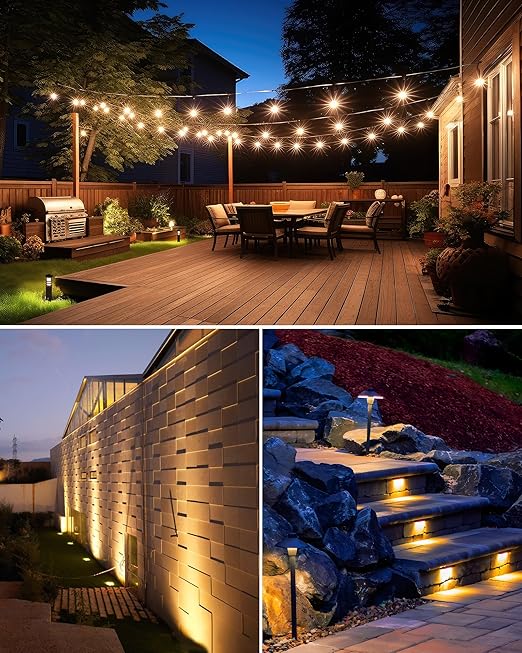 SUNVIE 100W Low Voltage Landscape Transformer Weatherproof Low Voltage Transformer with Photocell & Timer 120V AC to 12V DC Landscape Lighting Transformer for Outdoor Spotlights Path Lights Step Light