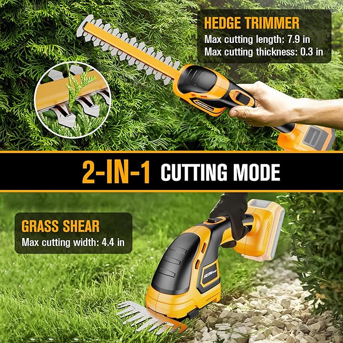 Hedge Trimmer Cordless Compatible with DEWALT 20V MAX Battery (No Battery), Electric Hedge Trimmer Cordless Grass Trimmer, Bush Trimmer Grass Shears Handheld for Yard, Garden, Lawn