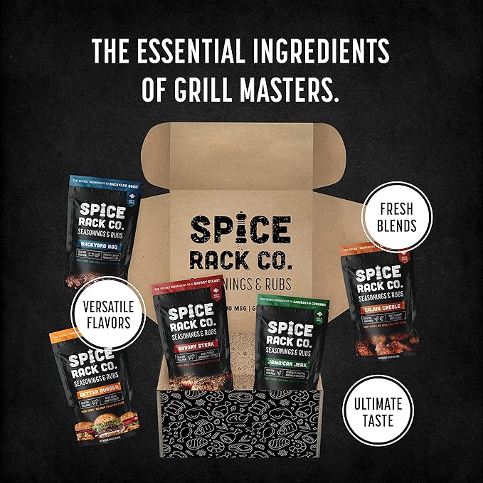 Spice Rack Co BBQ Seasonings And Rubs - Smoking & Grilling Spices and Seasonings Sets, BBQ Accessories & Smoker Accessories Gifts For Men, Unique Grilling Gifts For Men Who Have Everything (5pk)