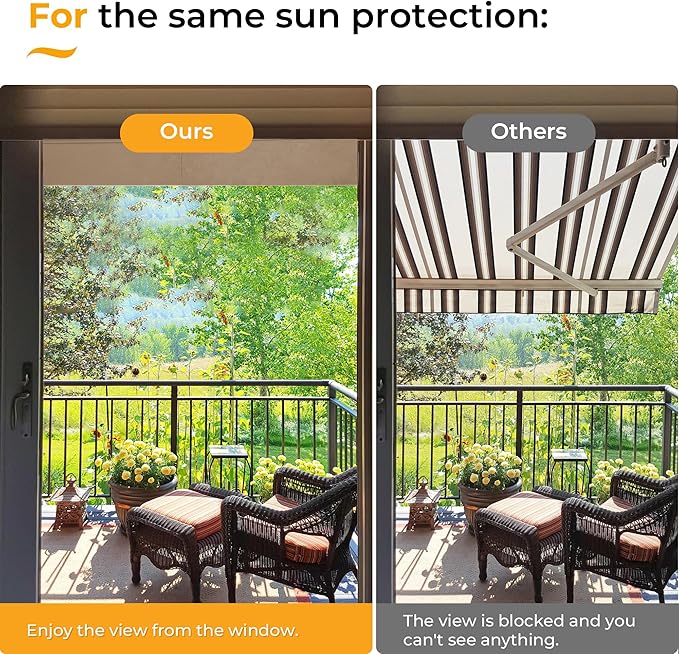 HOMEDEMO Manual Retractable Awning 59" W x 118" H,Side Bar 47-59in Patio Awning Retractable Outdoor Sunshade Shelter Height Adjustable Sunsetter Retractable Awning UV Protection for Backyard Garden