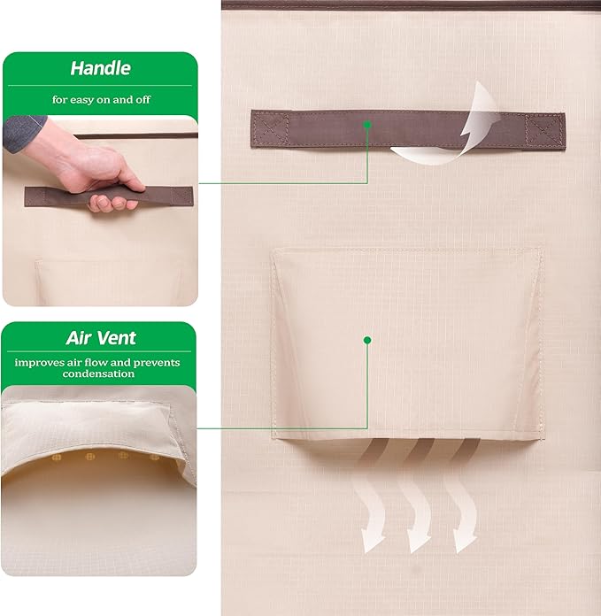 F&J Outdoors Patio Furniture Covers Waterproof Anti-UV Rip-stop Fabric Extra Large Outdoor Furniture Covers, 130" Dia x 35" H