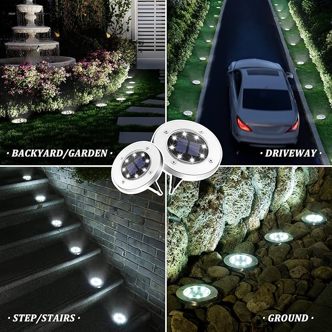 SOLPEX Solar Lights Outdoor Waterproof, 12 Pack Solar Ground Lights, Solar Garden Lights Landscape Lighting for Pathway Driveway Patio Backyard Walkway (Cool White)