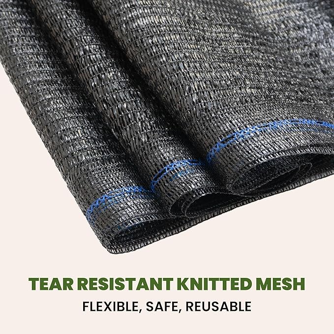 40% 6' x 100 FT Eyelets Shade Cloth Roll Sunblock Shade UV Resistant Net for Garden Greenhouse Flower Plant Patio Kennel, Black - PS6140BLK