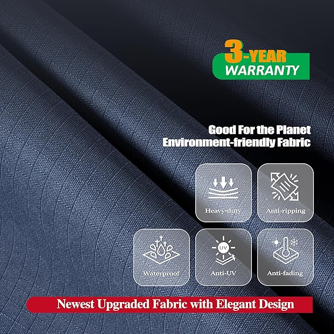 F&J Outdoors Patio Table Covers for Outdoor Furniture, UV Resistant Waterproof Snow Protection for Rectangular/Oval Dining Tables, 74 x 47 x 27.5 inches, Grey