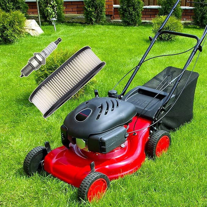 Cartridge Air Filter & spark plug for Lawn Mower compatible with Troy-Bilt TB110 TB115 TB200 TB230 TB330 TB370 Walk-Behind Lawn Mower