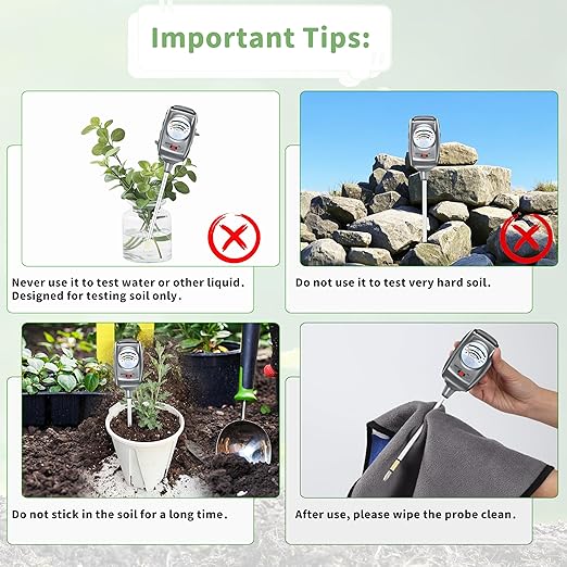 3-in-1 Soil Test Kit, Soil Moisture Meter/Soil ph Meter/Fertility Soil Tester, Soil Hygrometer for Garden,Plant,Farm, Indoor, Outdoor, Lawn Care Moisture Meter for Hous Plants. (Black Silver)