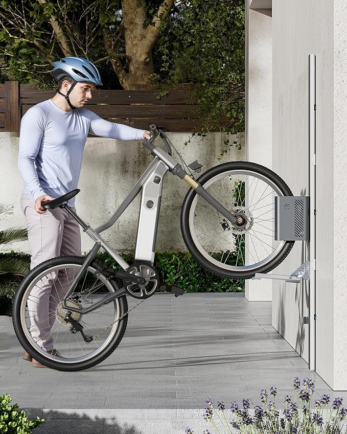 monTEK Automatic Lift EBike Rack – Fits 24-29" Tires, Heavy-Duty Vertical Wall Rack for Bicycles (Up to 71 lbs) - Effortless Lifting, Easy Install - Space-Saving Storage for Garage, Shed, SG