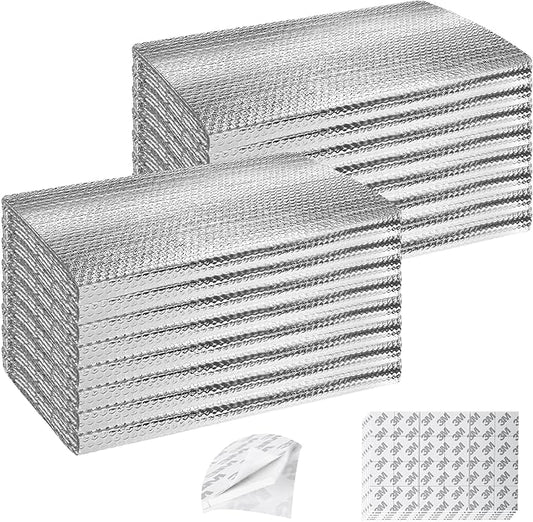 Garage Door Insulation Kit 16P Double Bubble Window Heat Insulation Panels, 6MM 24" x 60" Reflective Aluminum Foil Summer/Winter Barrier Insulation Sheets with 120 Adhesive Tapes for Garage Attic Wall