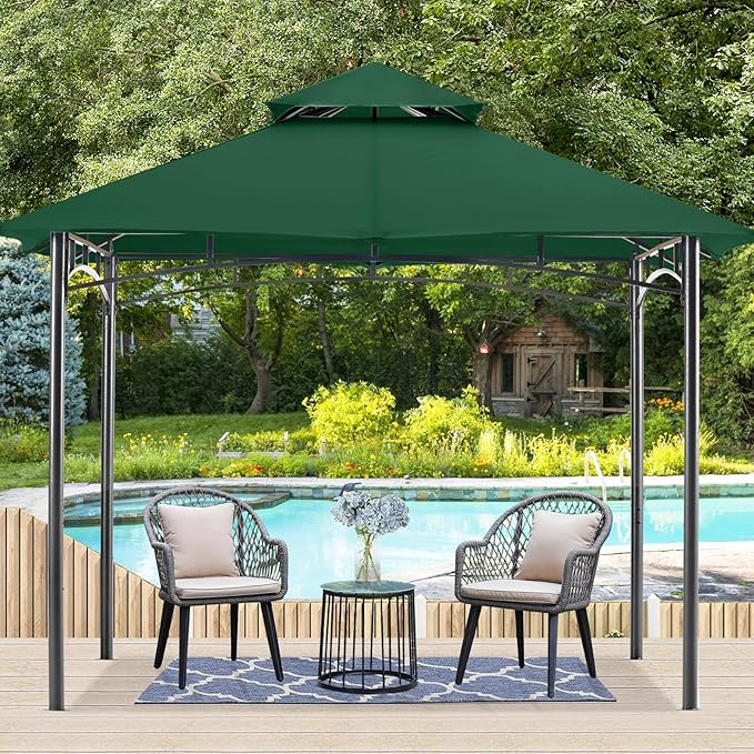 MASTERCANOPY Outdoor Garden Gazebo for Patios with Stable Steel Frame (9x9, Forest Green)