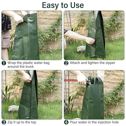 10 Pack Tree Watering Bags, 20 Gallon Slow Release Gator Bags for Trees, Durable PVC Tree Drip Irrigation Bags with Heavy Duty Zipper, Deep Root Targeting