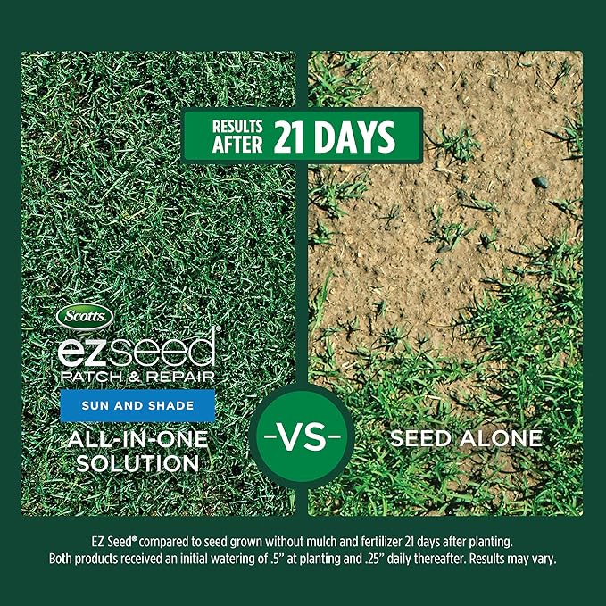 Scotts EZ Seed Patch & Repair for Sun and Shade Combination Mulch, Sun and Shade Grass Seed and Fertilizer for Bare Spots and Repair, Grows Anywhere, 10 lbs.