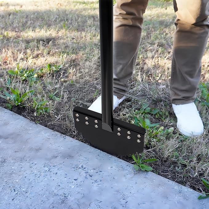 One-Piece 40in Manual Edger Lawn Tool with Spring Steel Blade Manganese Steel Border Edger for Landscaping Rustproof Half Moon Edger with Rubber Handle for Garden Maintenance