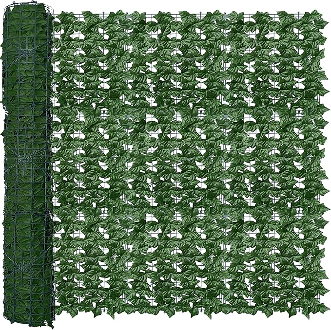Artificial Fence Privacy Screen: 5FT x 50FT UV-Anti Faux Greenery Backdrop Ivy Chain Link Shades Panels for Patio, Balcony, Garden,Deck,Backyard Indoor Outdoor Green Wall Decor
