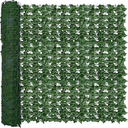 Artificial Fence Privacy Screen: 5FT x 50FT UV-Anti Faux Greenery Backdrop Ivy Chain Link Shades Panels for Patio, Balcony, Garden,Deck,Backyard Indoor Outdoor Green Wall Decor