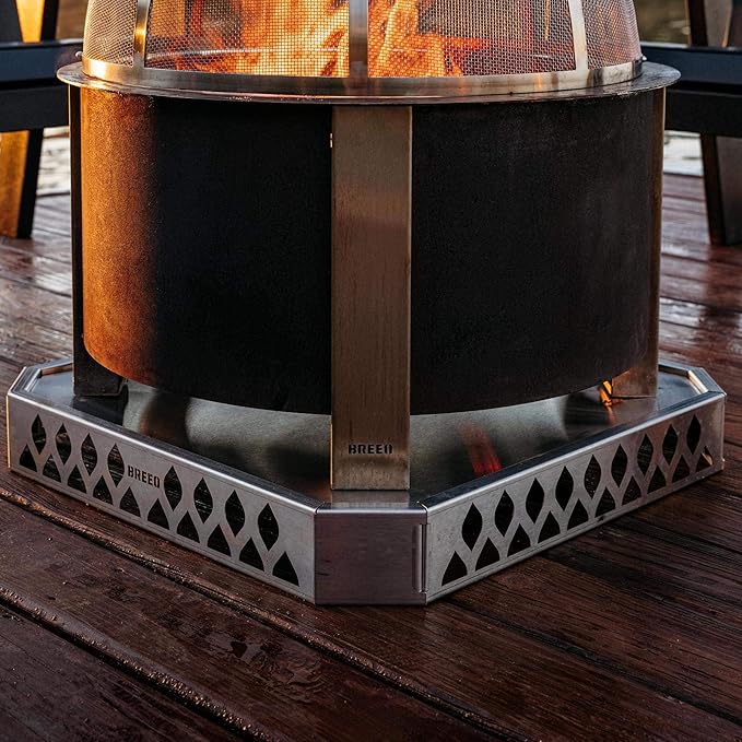 Breeo Base X30 (31.6 Inch) - Fire Pit Mat for Deck Protection - Multi Surface Safe - Superior Heat Protection and Airflow - Stainless Steel Fire Pit Accessory for Outside & Outdoor Surfaces - USA Made