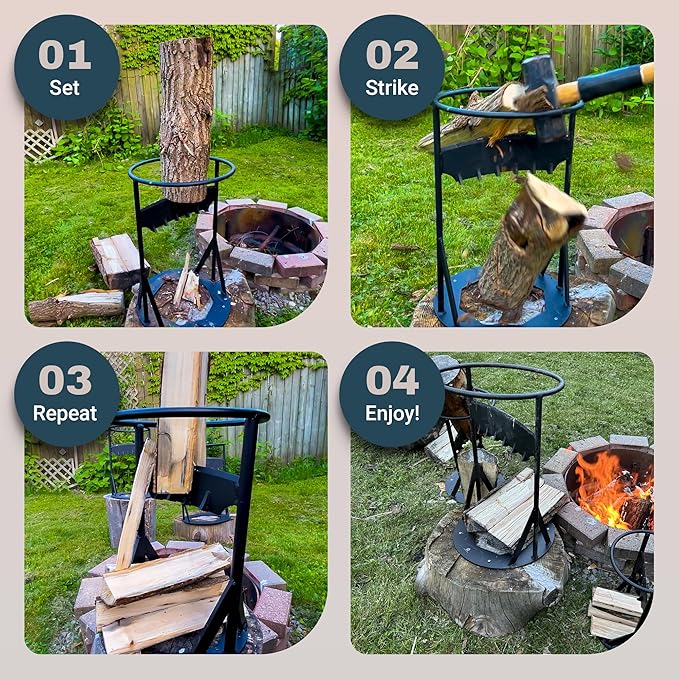 Kindling Splitter for Firewood, Heavy Duty Manual Log Splitter – Best in Class for Fire Pit, Bonfire and Campfire Accessories - Easy and Safe Wood Splitter Tool - Great for Campsites (XL)