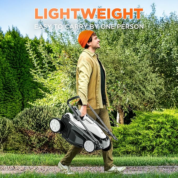 Litheli 16 Inch Lawn Mower 2 x 20V Brushless Electric Mowers for Garden Yards, Lightweight Cordless Lawnmower with 6-Position Height Adjustment, 2 x 4.0Ah Battery Include
