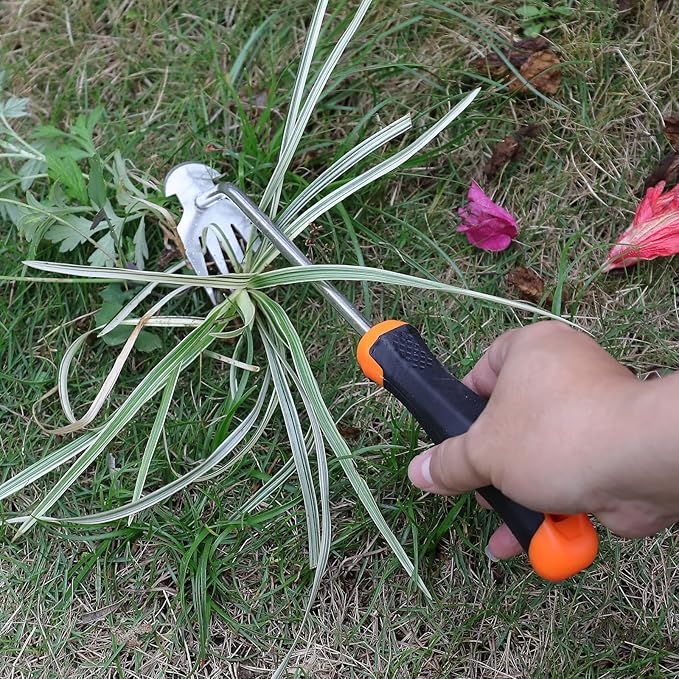 Weed Puller Tool,Portable Garden Weeder Tool,2024 New Manganese Steel Weeding Tools,For Hand Weeder Puller for Vegetable Gardening Backyard Farm Planting & Uprooting Weeding Tool (Rubber Handle)