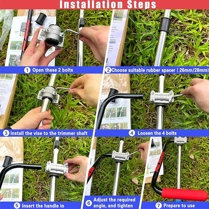 Ergonomic Trimmer Handle Grip for Weed Wacker Extension Handle, Ergonomic String Trimmer Handle Lawn Trimmer Grips with Bracket Clamp for String Trimmer, Lawn Care, Landscaping (Black)